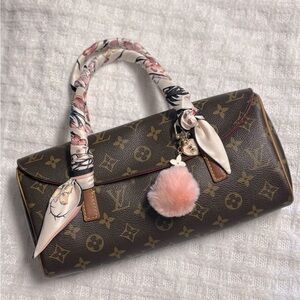 Louis Vuitton Brown Shoulder Bag with Monogram Pattern and Decorative Handle